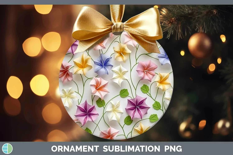 3D Paper Flowers Morning Glory Ornament Sublimation Bauble D