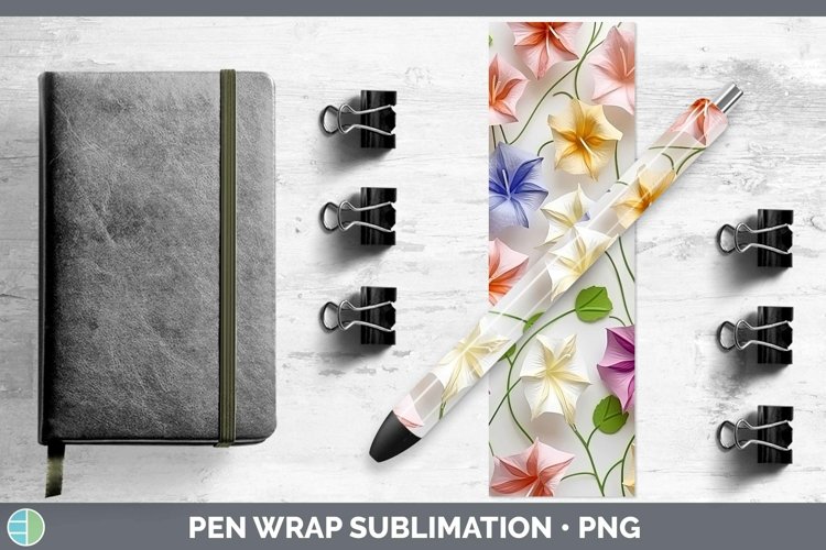 Gorgeous3D Paper Flowers Pen Wrap design.