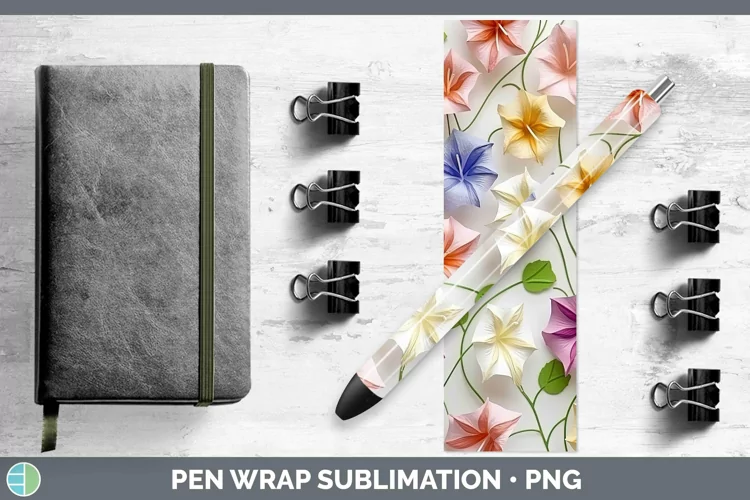3D Paper Flowers Morning Glory Pen Wrap Sublimation Epoxy Pe