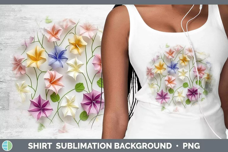 3D Paper Flowers Morning Glory Shirt Sublimation Sublimation