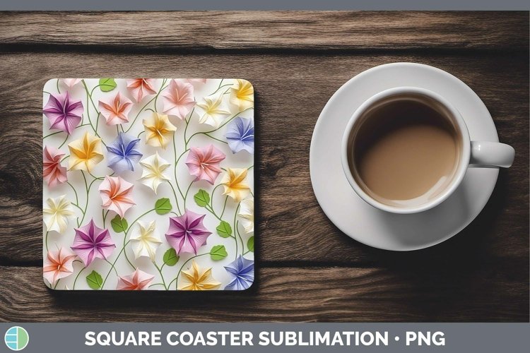 Gorgeous3D Paper Flowers Square Coaster design.
