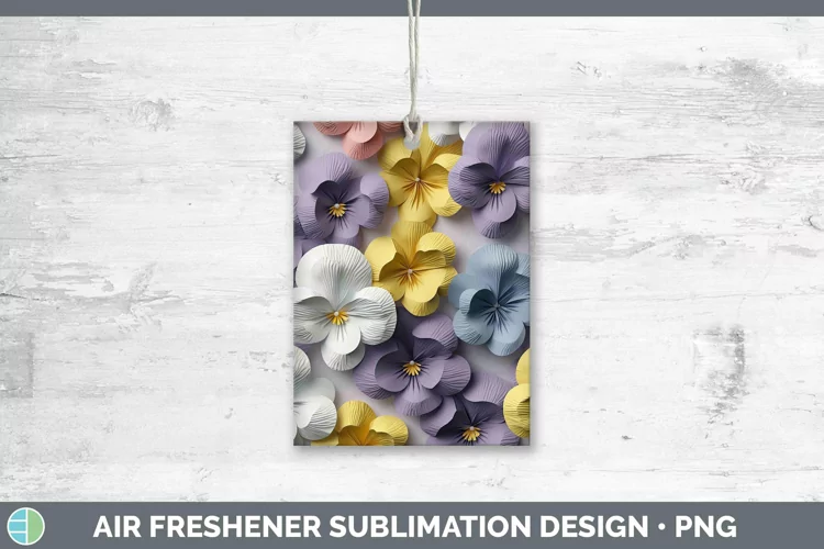 3D Paper Flowers Pansy Air Freshener Sublimation Car Freshen