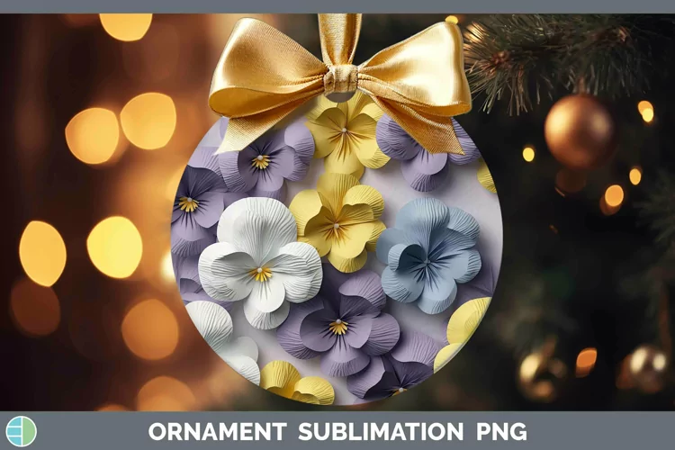 3D Paper Flowers Pansy Ornament Sublimation Bauble Designs