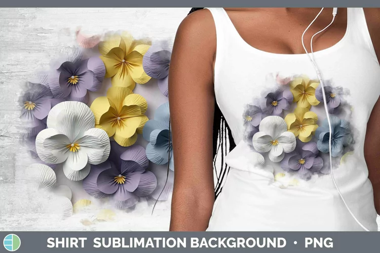 3D Paper Flowers Pansy Shirt Sublimation Sublimation Backgro