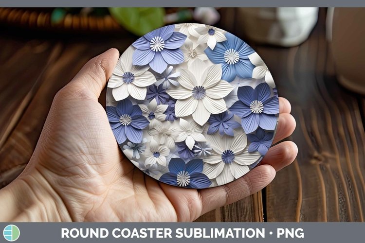 Gorgeous3D Paper Flowers Round Coaster design.