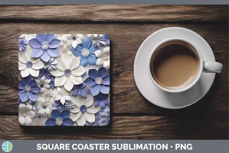 Gorgeous3D Paper Flowers Square Coaster design.