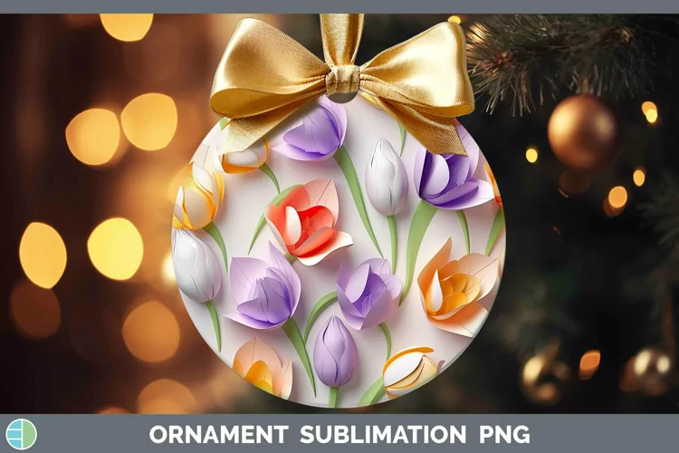3D Paper Flowers Tulip Ornament Sublimation Bauble Designs