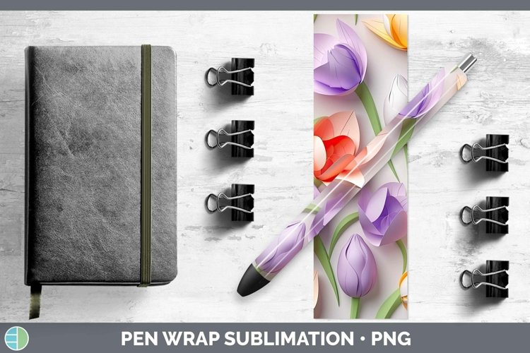 Gorgeous3D Paper Flowers Pen Wrap design.