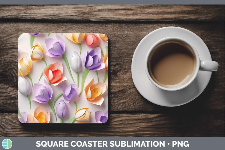 Gorgeous3D Paper Flowers Square Coaster design.