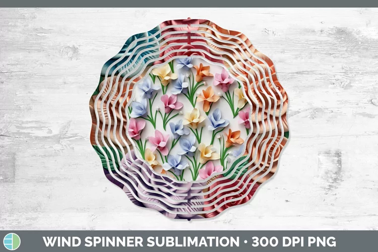 3D Paper Freesia Flowers Wind Spinner | Sublimation Spinner