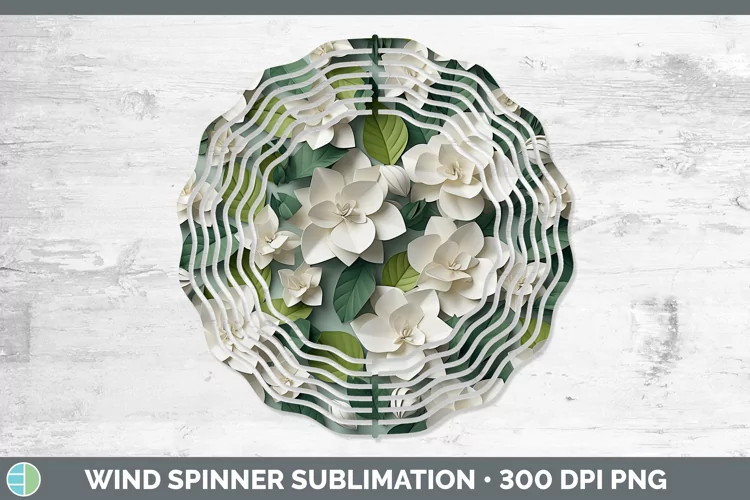 3D Paper Gardenia Flowers Wind Spinner | Sublimation Spinner