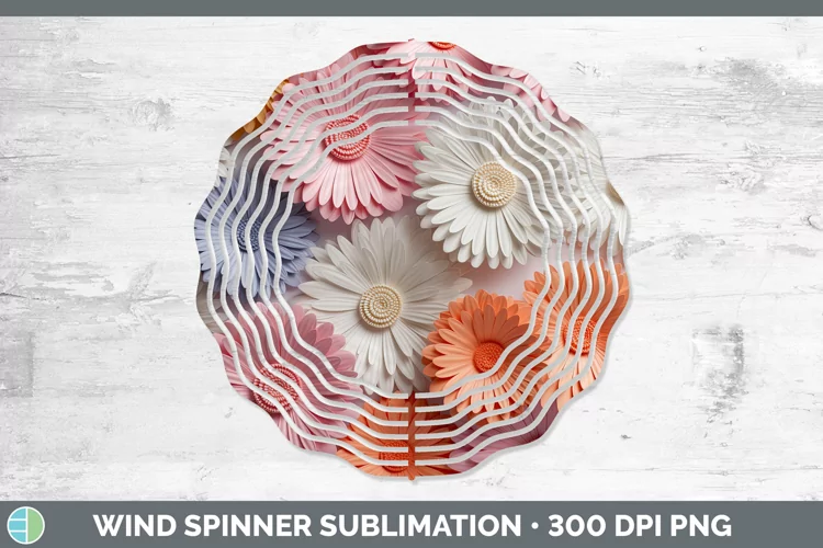 3D Paper Gerbera Daisy Flowers Wind Spinner | Sublimation Sp