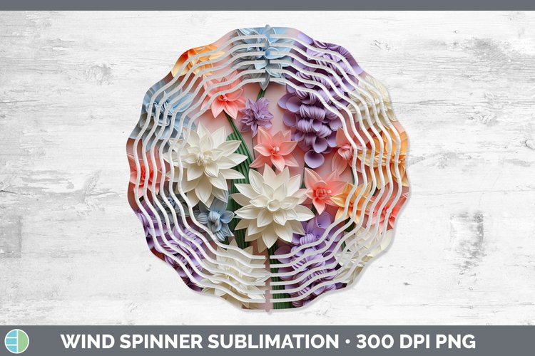 3D Paper Hyacinth Flowers Wind Spinner | Sublimation Spinner