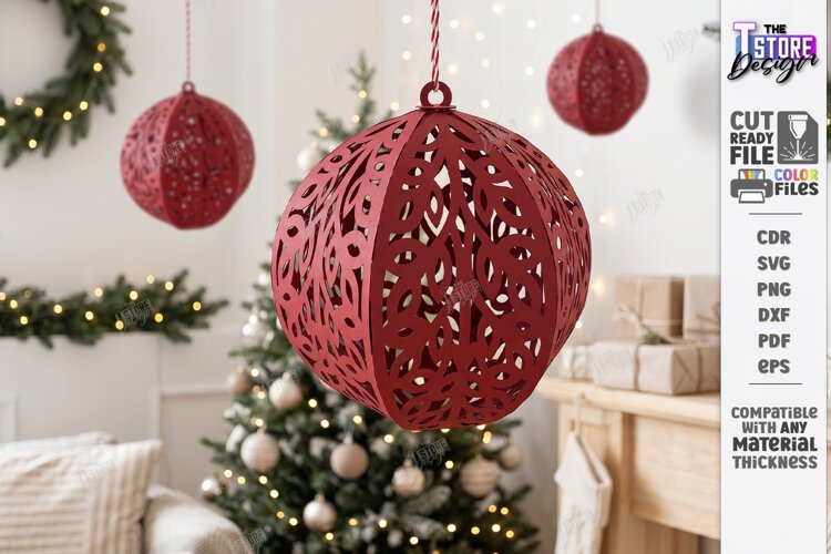 3D Paper Christmas Ornament Paper Cut | Filigree Papercraft example image 1