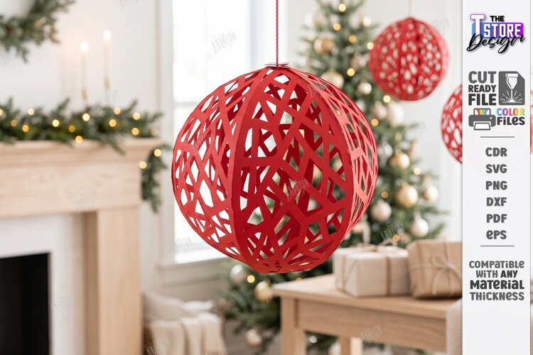 3D Paper Christmas Ornament Paper Cut | Filigree Papercraft example image 1
