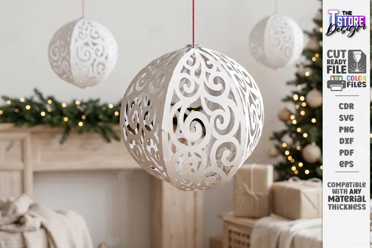 3D Paper Christmas Ornament Paper Cut | Filigree Papercraft