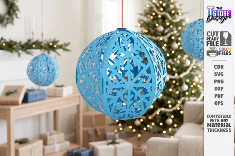3D Paper Christmas Ornament Paper Cut | Filigree Papercraft example image 1