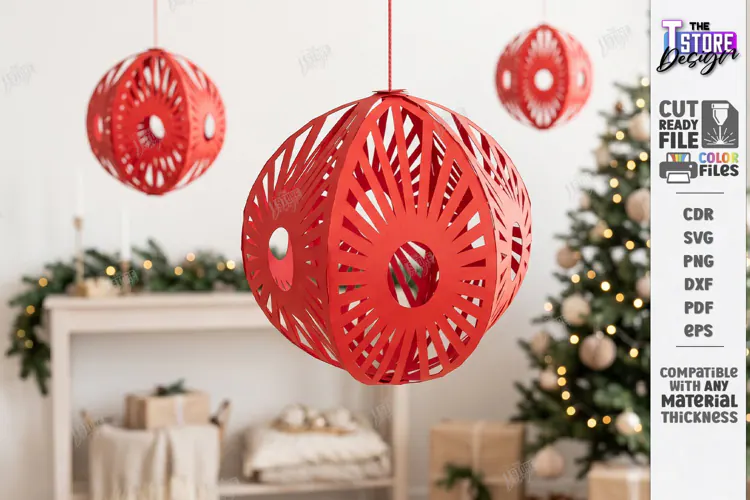 3D Paper Christmas Ornament Paper Cut | Filigree Papercraft