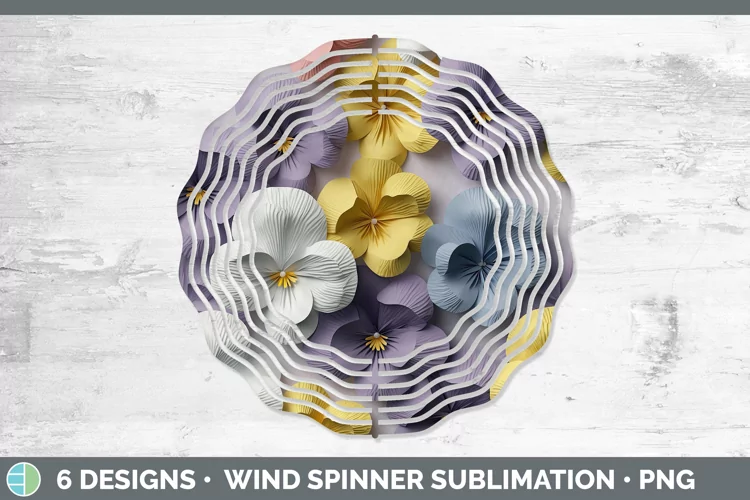 3D Paper Pansy Flowers Wind Spinner | Sublimation Spinner De