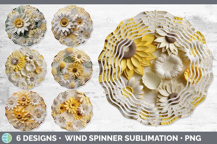 3D Paper Sunflower Flowers Wind Spinner | Bundle Spinner Des