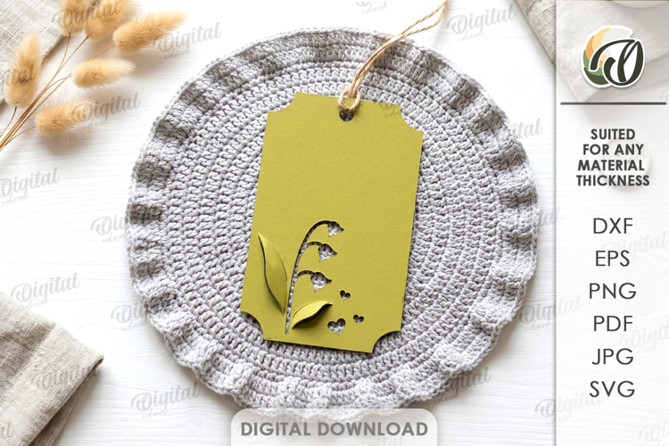 3D Paper Tag. Gift tag Template Paper Cut. Flower SVG