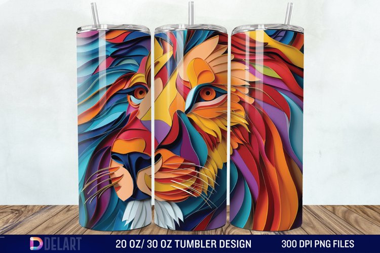 3D Papercut Lion Tumbler Wrap