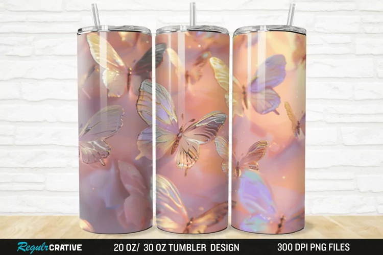 3D Pastel Butterfly 20/30oz Skinny Tumbler