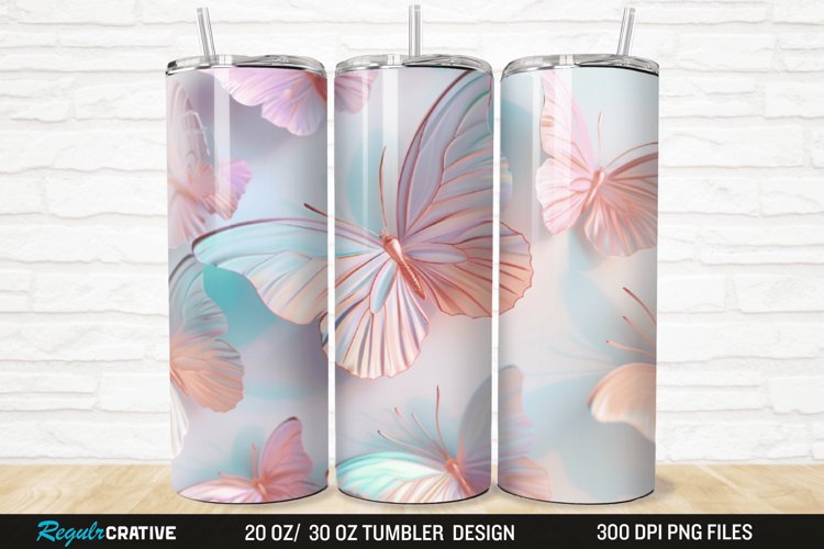3D Pastel Butterfly 20/30oz Skinny Tumbler
