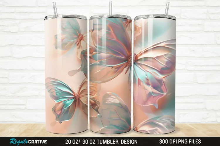 3D Pastel Butterfly 20/30oz Skinny Tumbler