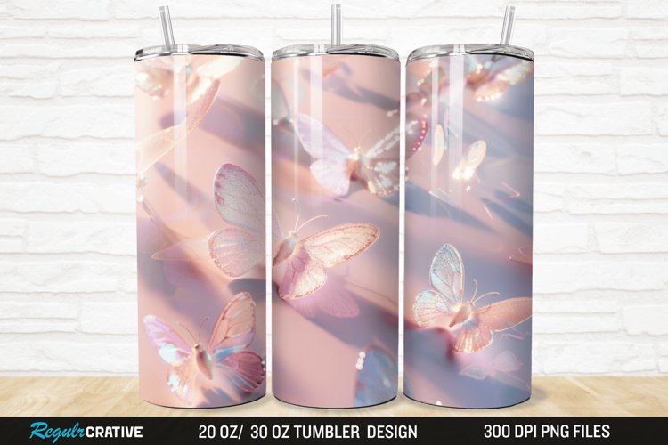 3D Pastel Butterfly 20/30oz Skinny Tumbler example image 1