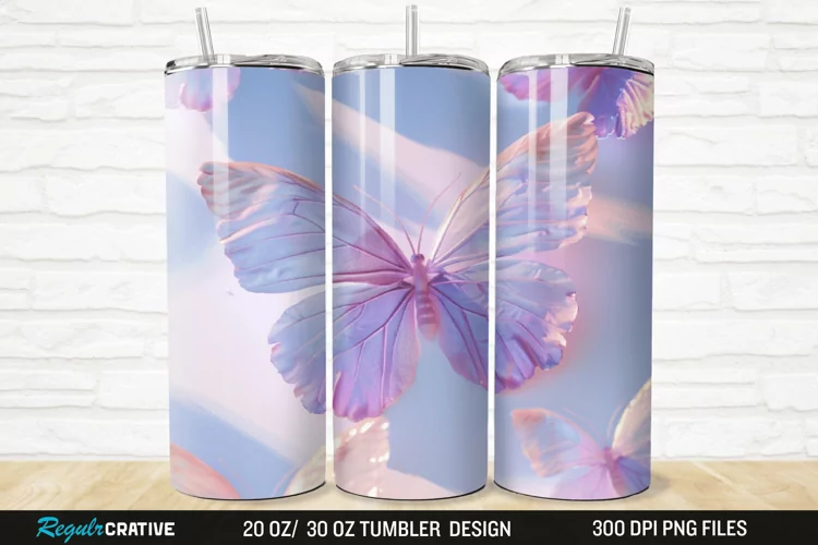 3D Pastel Butterfly 20/30oz Skinny Tumbler