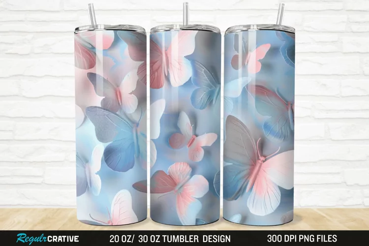 3D Pastel Butterfly 20/30oz Skinny Tumbler