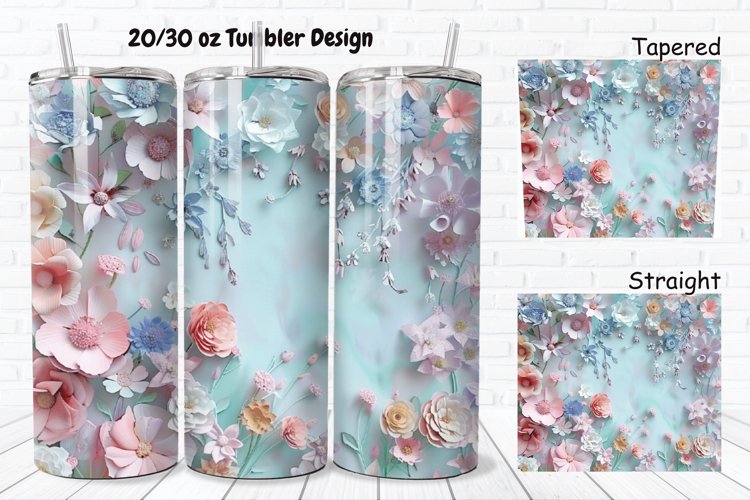 3D Pastel Flowers 20/30oz Skinny Tumbler