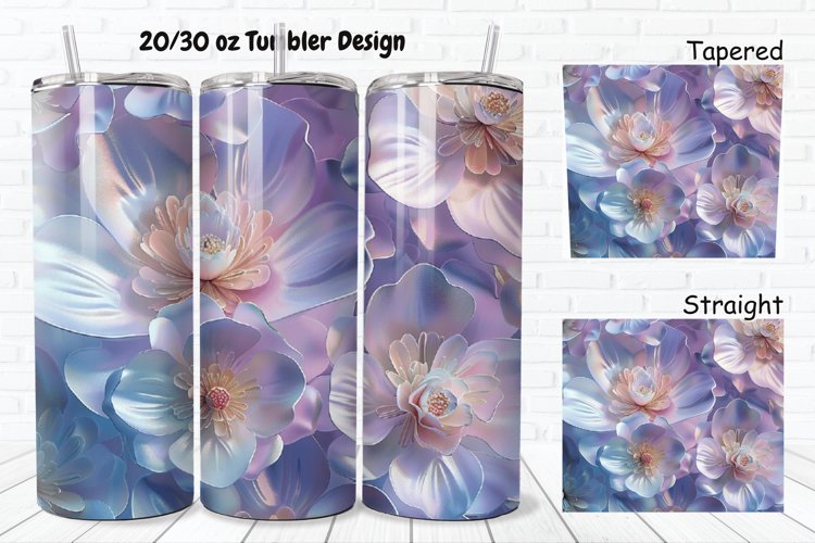 3D Pastel Flowers 20/30oz Skinny Tumbler example image 1