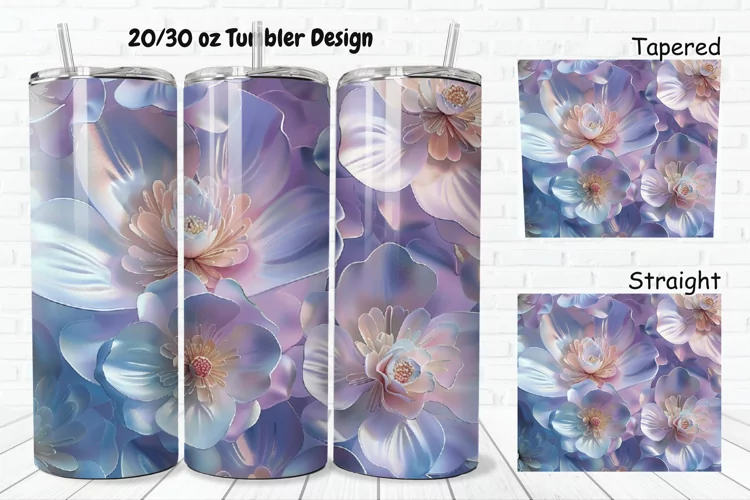 3D Pastel Flowers 20/30oz Skinny Tumbler