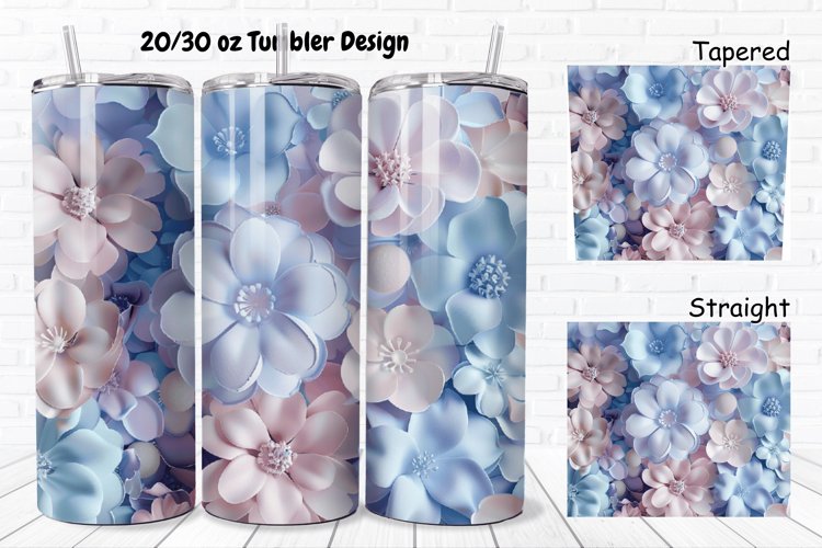3D Pastel Flowers 20/30oz Skinny Tumbler