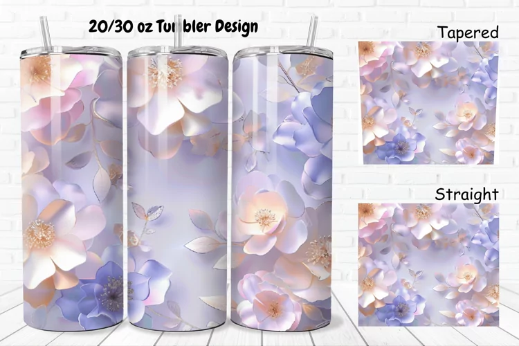 3D Pastel Flowers 20/30oz Skinny Tumbler