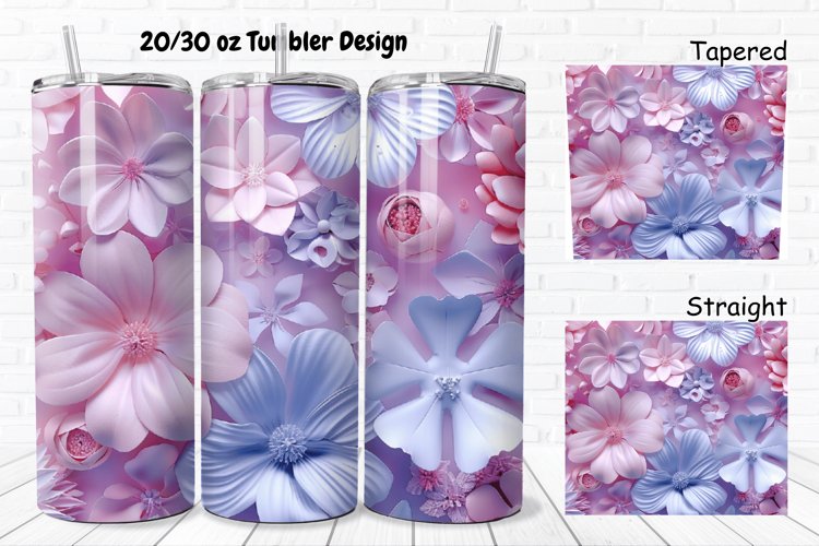 3D Pastel Flowers 20/30oz Skinny Tumbler