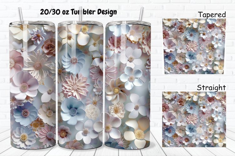 3D Pastel Flowers 20/30oz Skinny Tumbler example image 1