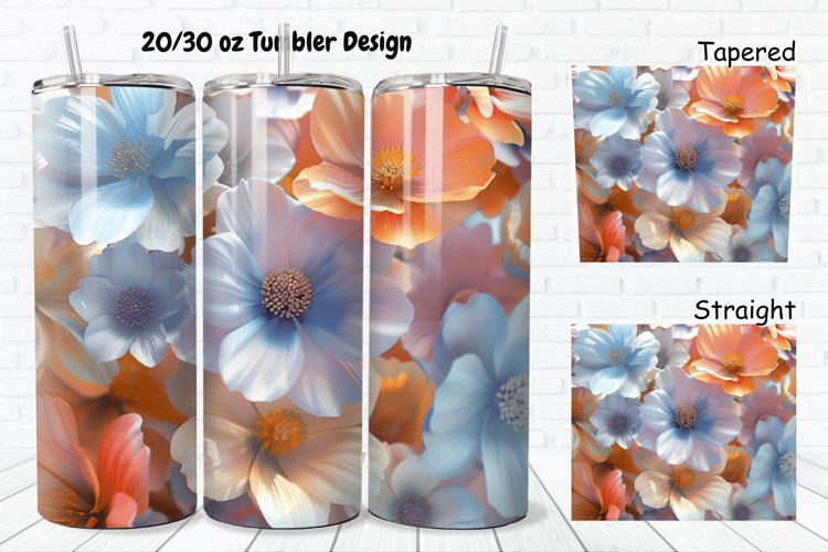 3D Pastel Flowers 20/30oz Skinny Tumbler example image 1