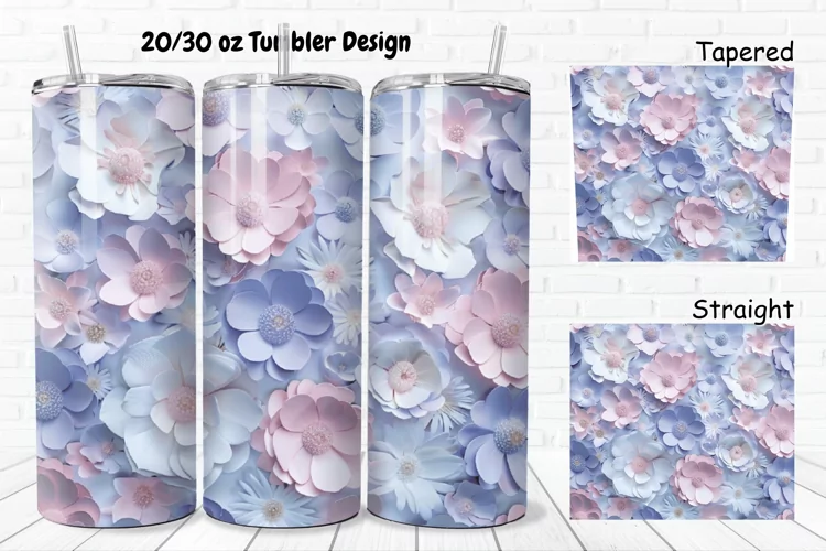 3D Pastel Flowers 20/30oz Skinny Tumbler