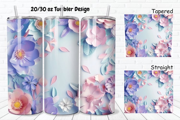 3D Pastel Flowers 20/30oz Skinny Tumbler