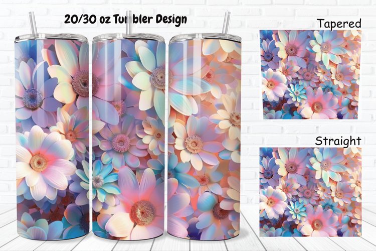 3D Pastel Flowers 20/30oz Skinny Tumbler example image 1
