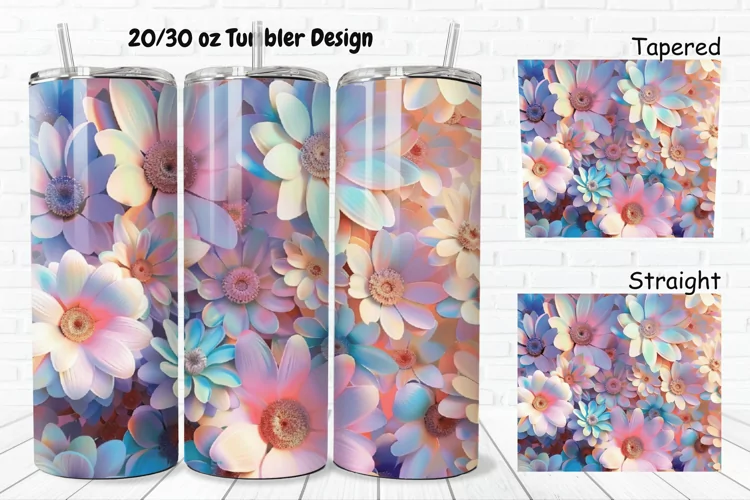 3D Pastel Flowers 20/30oz Skinny Tumbler
