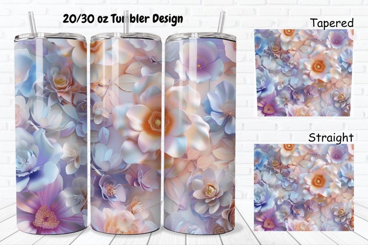 3D Pastel Flowers 20/30oz Skinny Tumbler