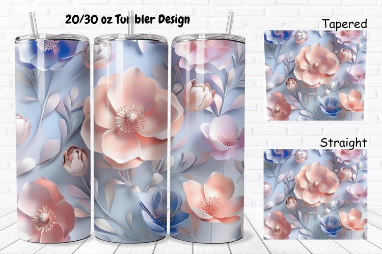 3D Pastel Flowers 20/30oz Skinny Tumbler