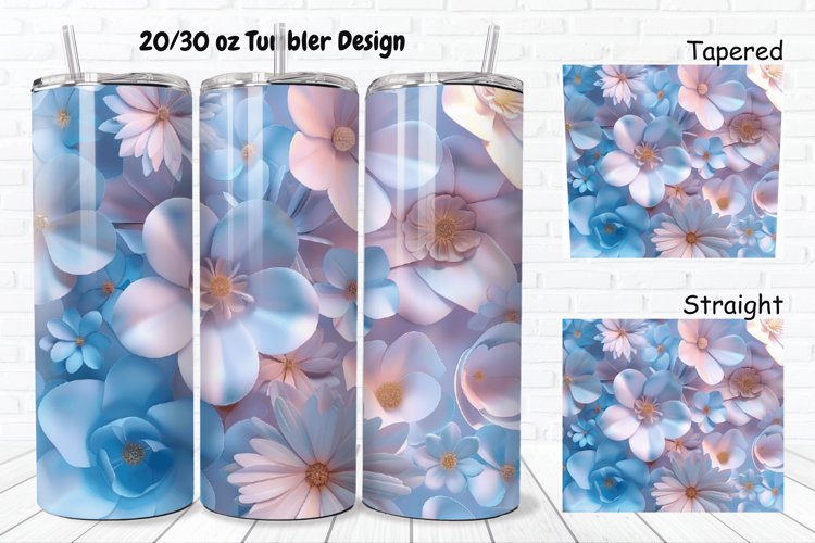 3D Pastel Flowers 20/30oz Skinny Tumbler example image 1