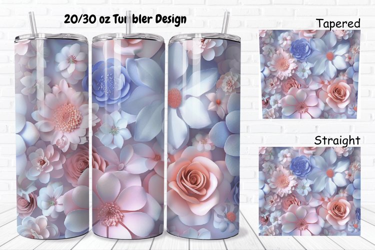 3D Pastel Flowers 20/30oz Skinny Tumbler example image 1