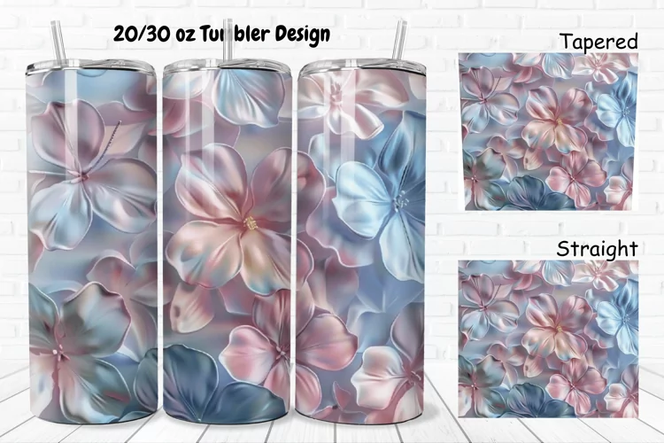 3D Pastel Flowers 20/30oz Skinny Tumbler