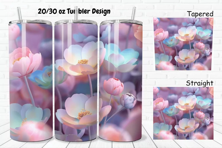 3D Pastel Flowers 20/30oz Skinny Tumbler